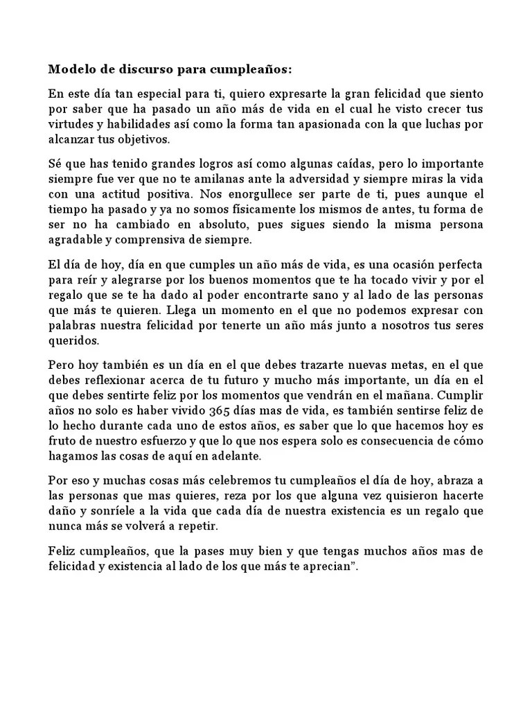 Discurso para Cumpleaños