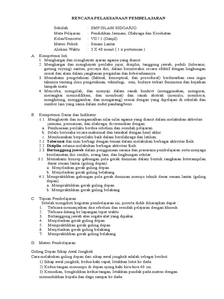 RPP K13 Guling Depan Dan Belakang | PDF