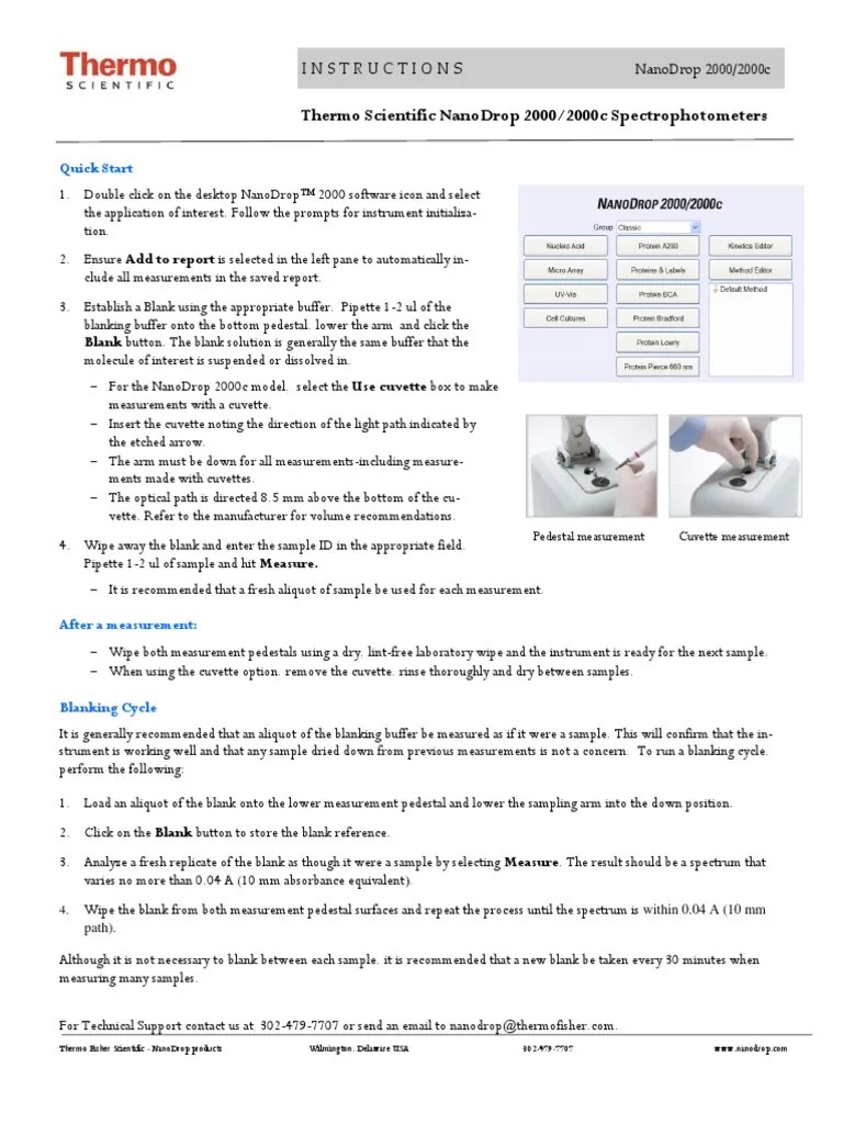 Quick Guide Nanodrop | PDF | Spectrum | Chemistry
