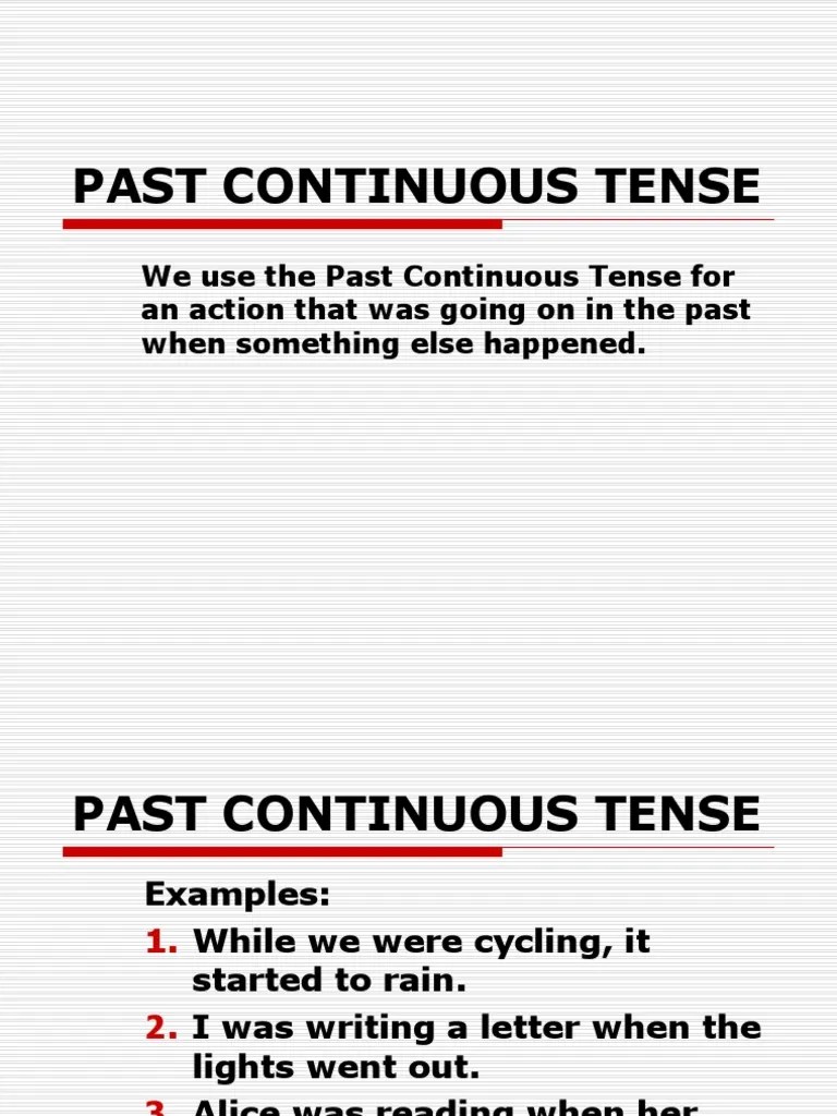 Past Continuous Tense | PDF