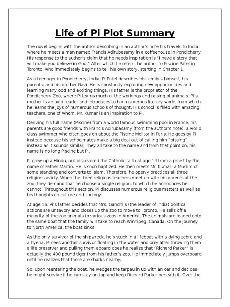 Life of Pi Chapter Summary Prayer Religion And Belief