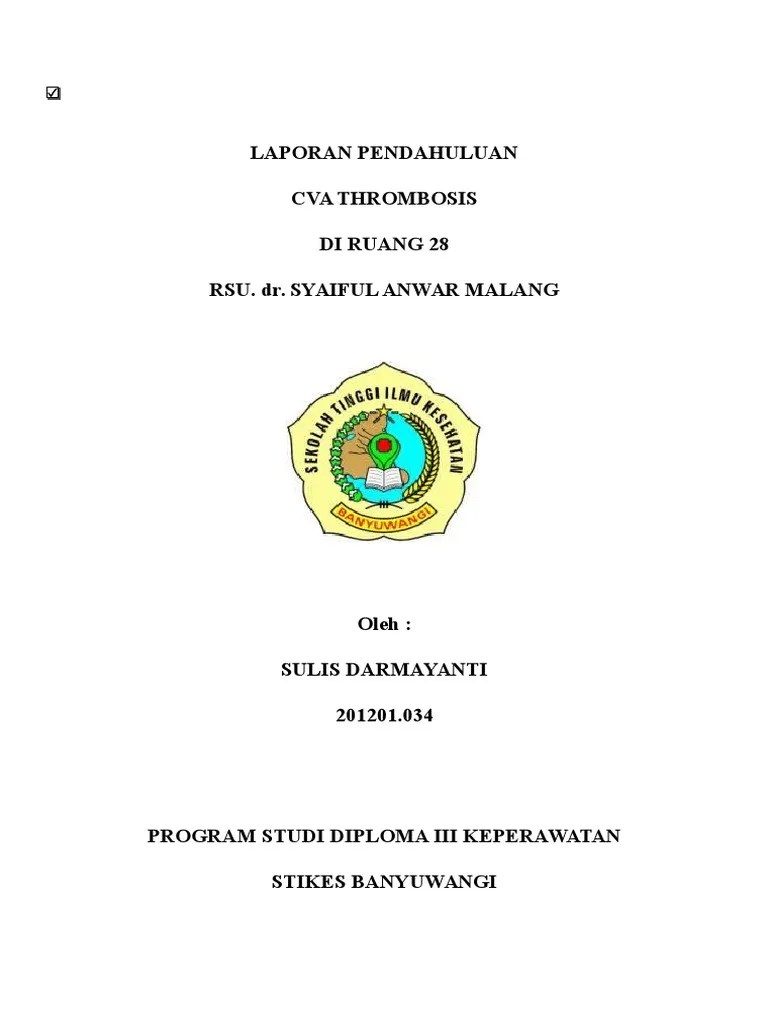 Laporan Pendahuluan Cva Trombosis Pdf Seputar Laporan