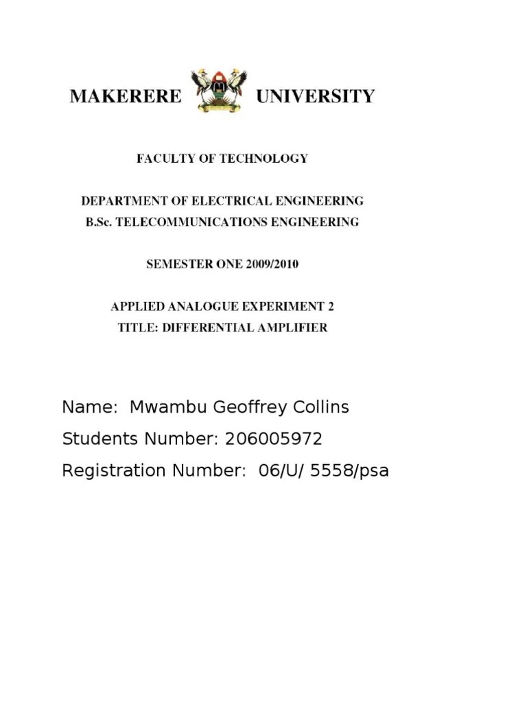 Differential Amplifier PDF Resonance Electronic Oscillator