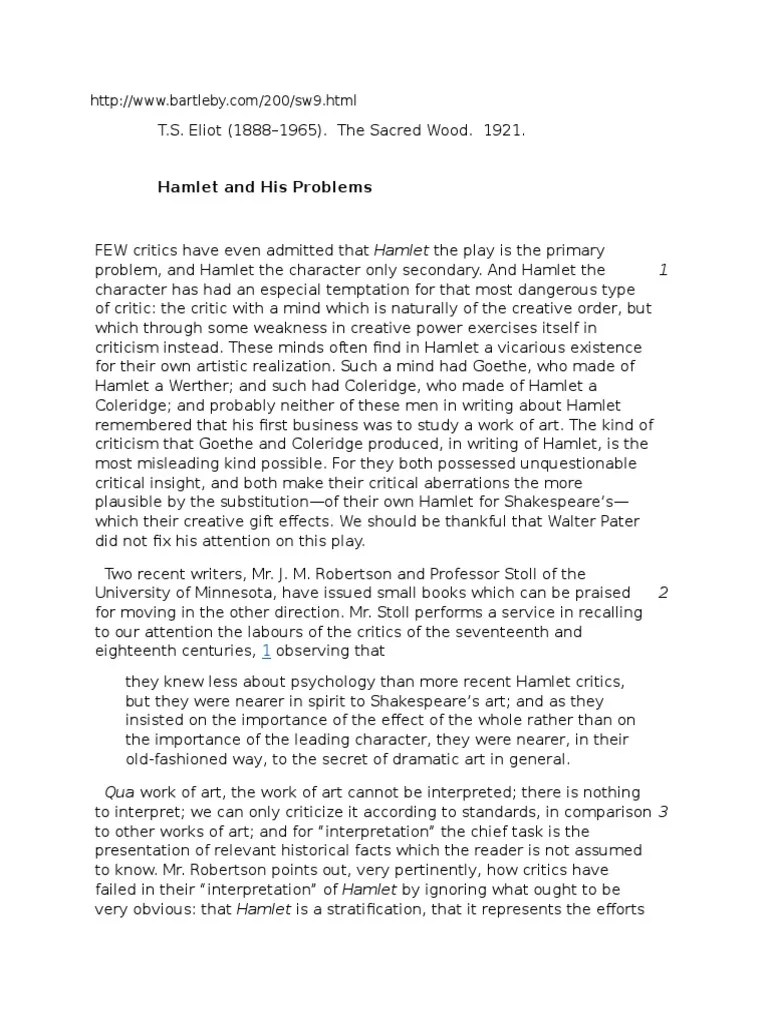 Hamlet and His Problems T.S. Eliot PDF