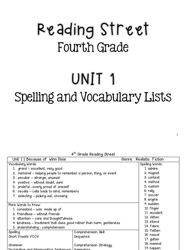 Unit 1 Story Words and Skills | Reading Comprehension | Vocabulary