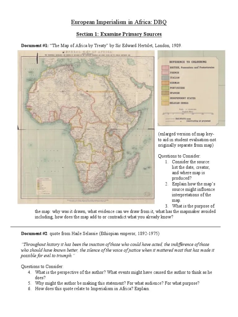 Imperialism in Africa DBQ PDF Boer Colonialism