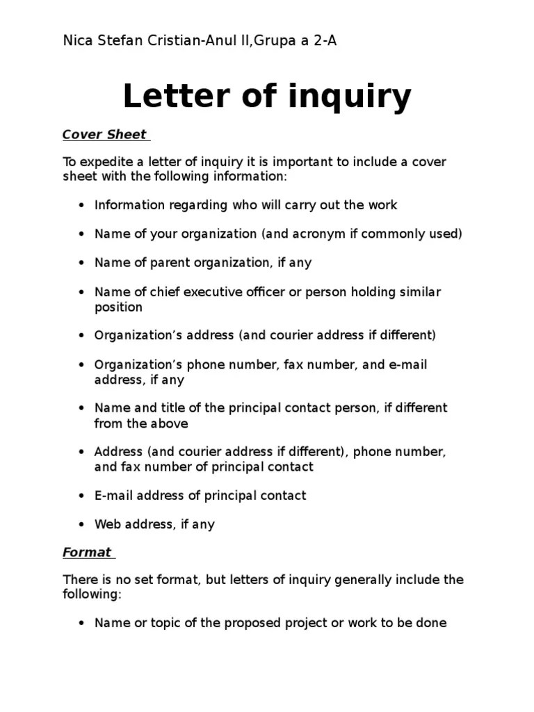 .Letter of Inquiry and Letter of Complaint Email Communication
