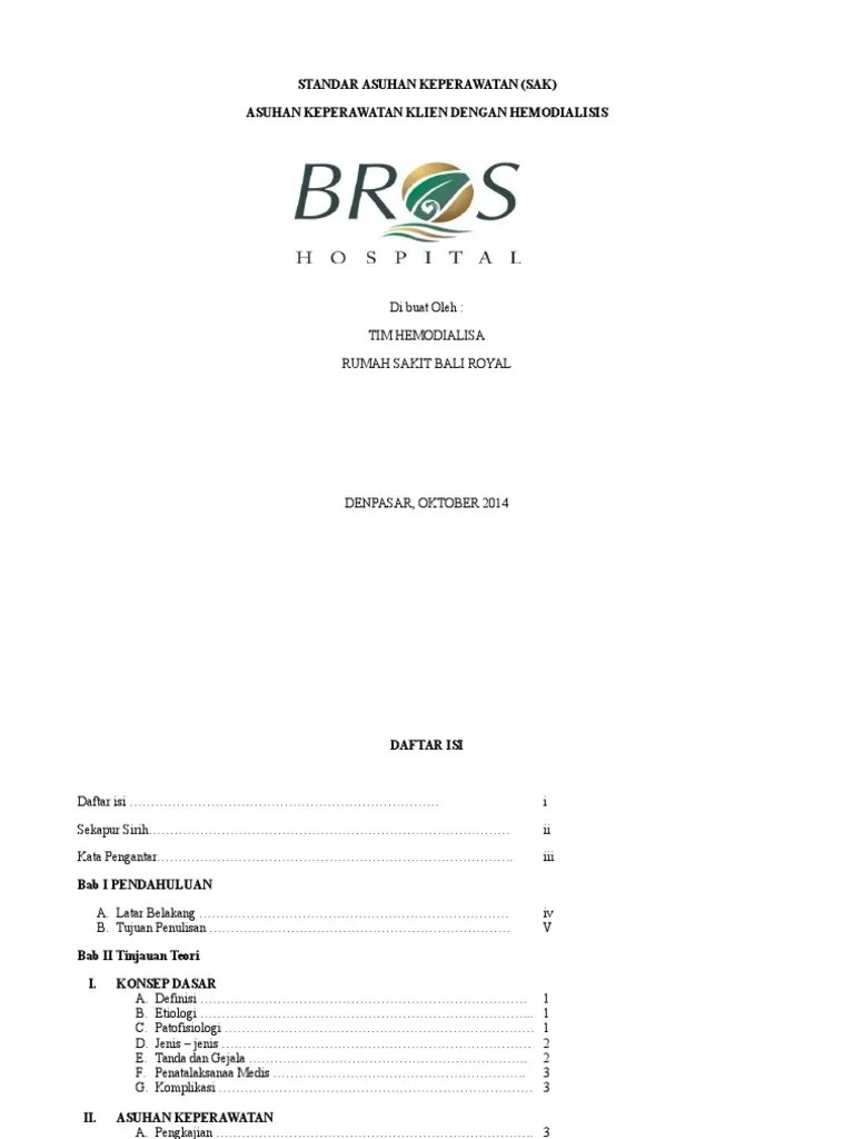 Standar Asuhan Keperawatan Hemodialisa