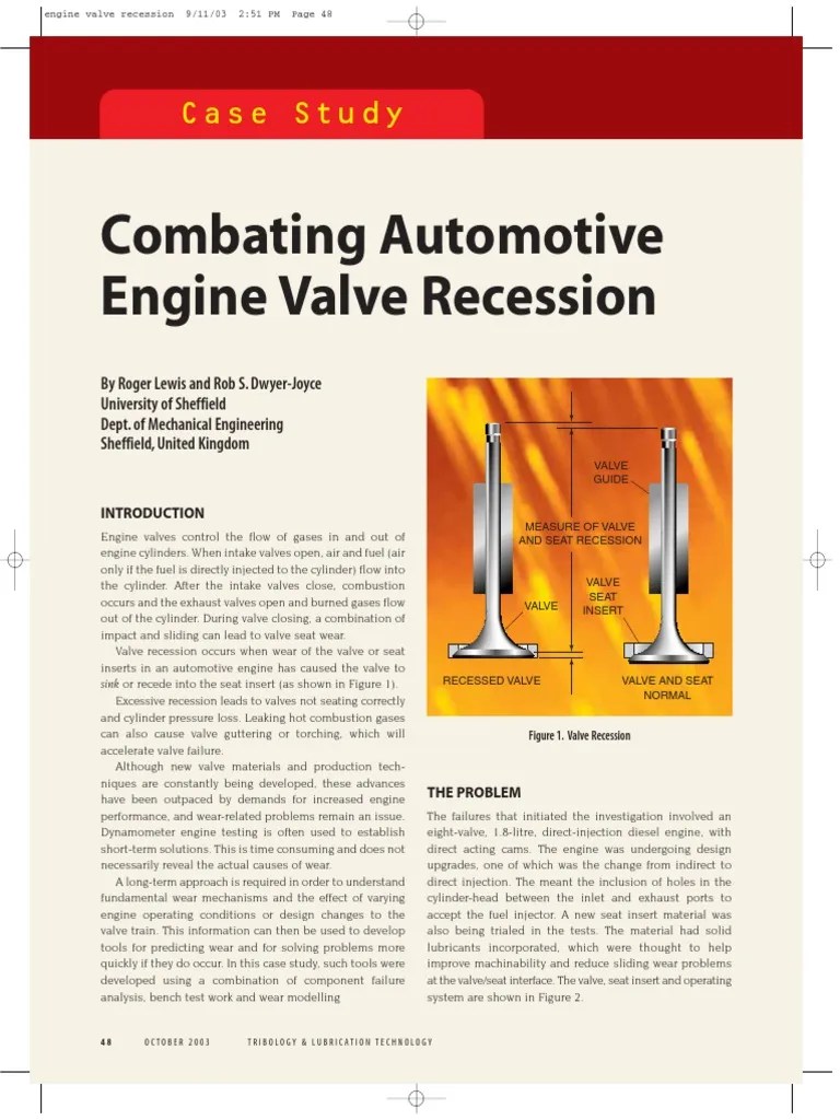 Engine Valve Recession, Case Study Wear Engines Free 30day Trial
