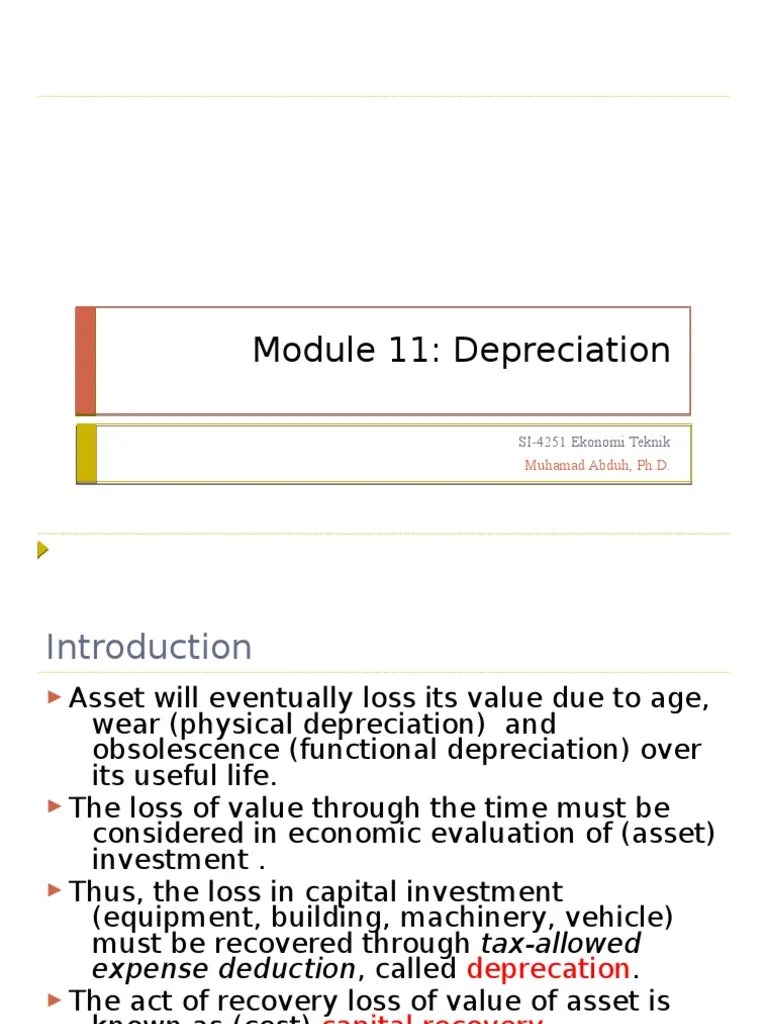 Module 11 Depreciation PDF Book Value Depreciation