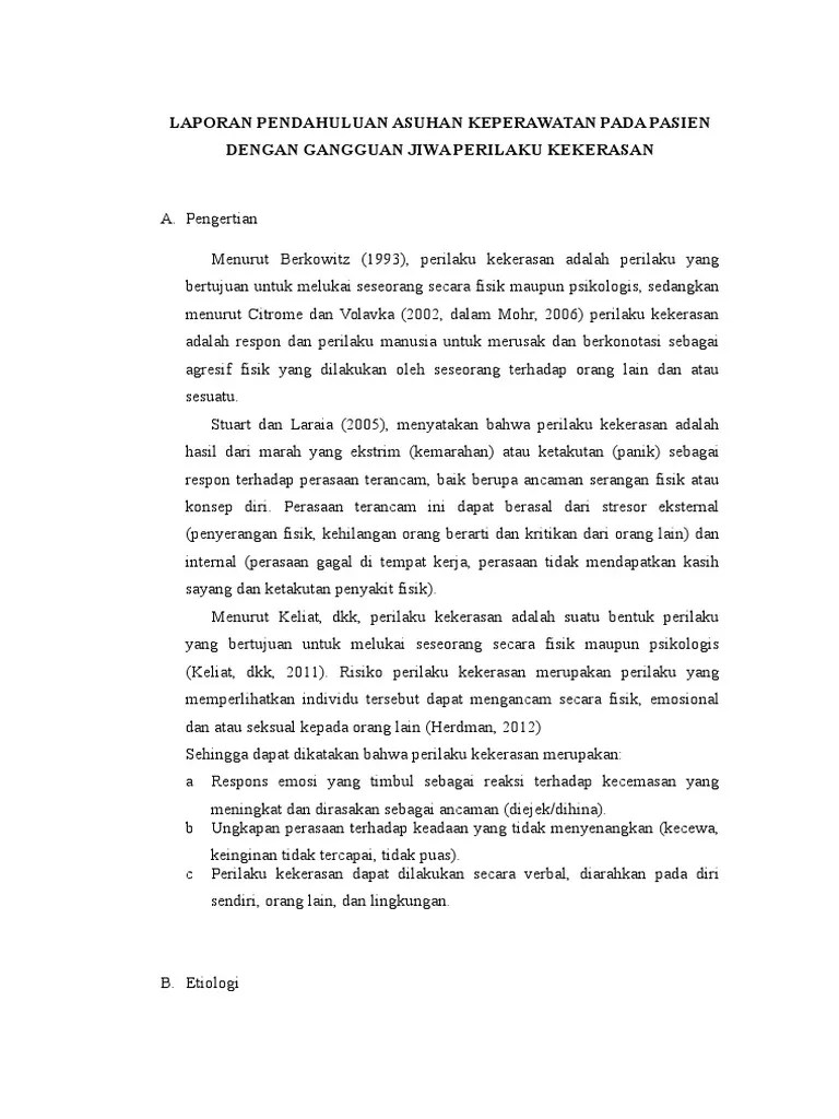 Laporan Pendahuluan Asuhan Keperawatan Pada Pasien Dengan Gangguan Jiwa