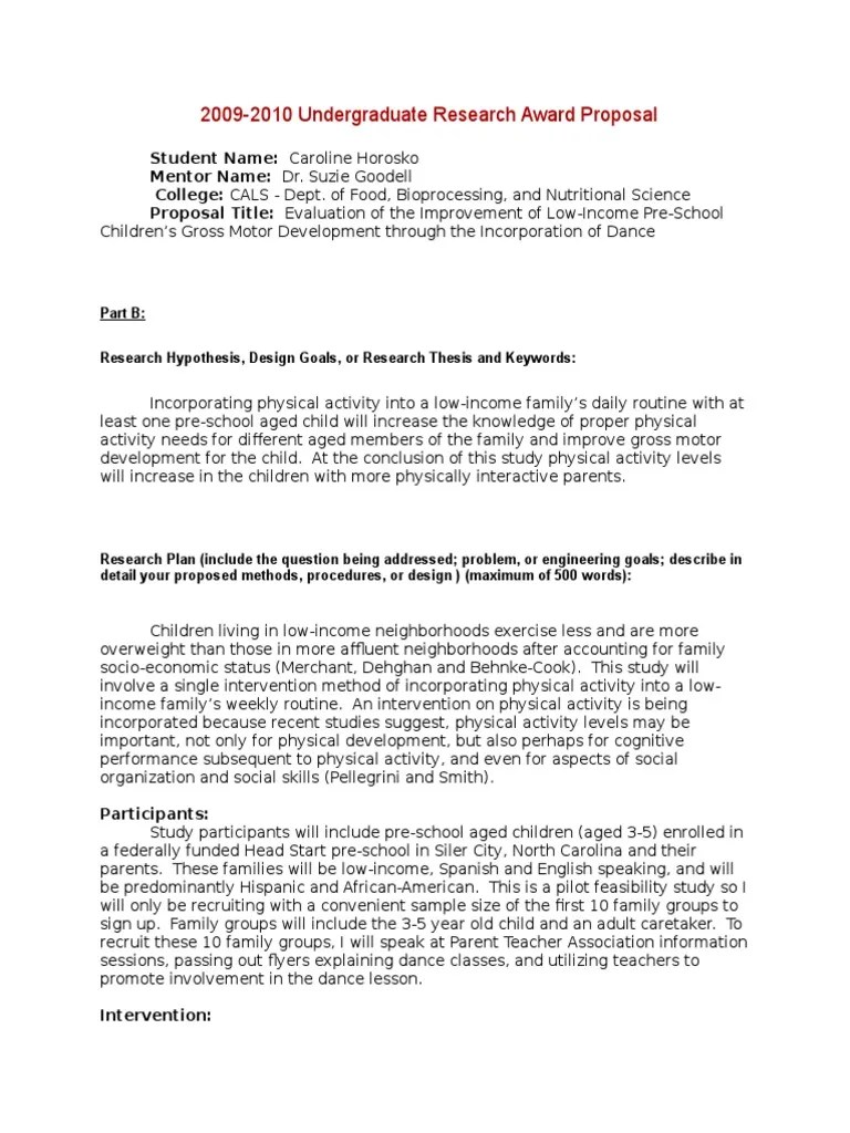 Grant Proposal2 PDF Physical Exercise Preschool