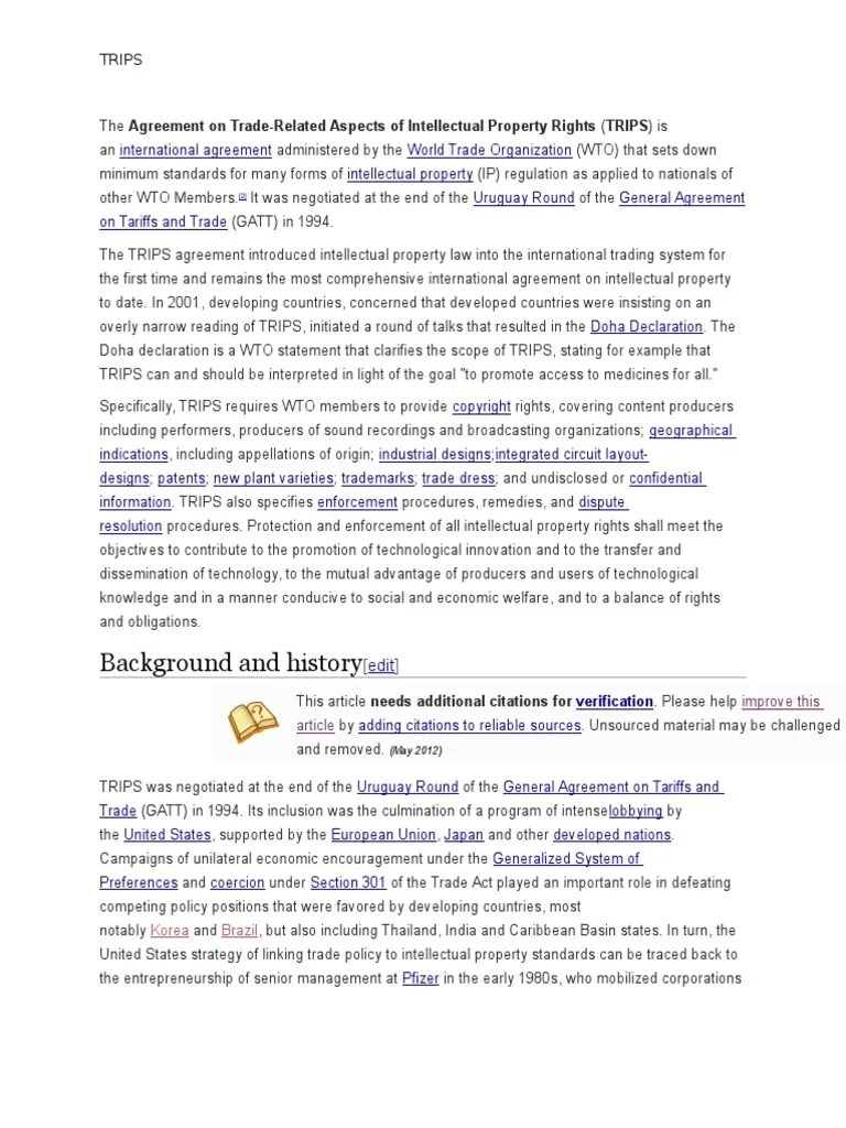 👍 Trade related aspects of intellectual property rights. Intro to IP