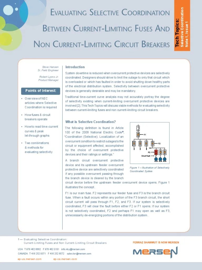 Evaluating Selective Coordination Current Limiting Fuses Circuit