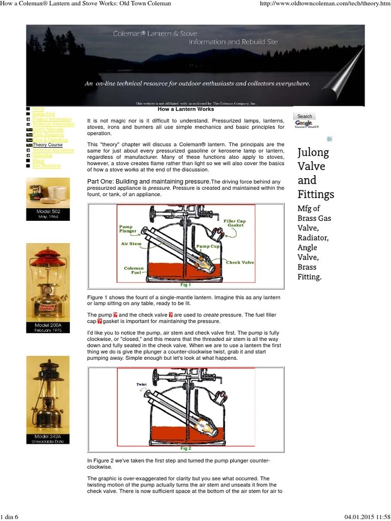 How A Coleman® Lantern and Stove Works Old Town Coleman PDF