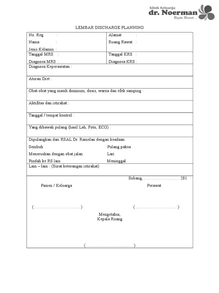 Lembar Discharge Planning RS 1