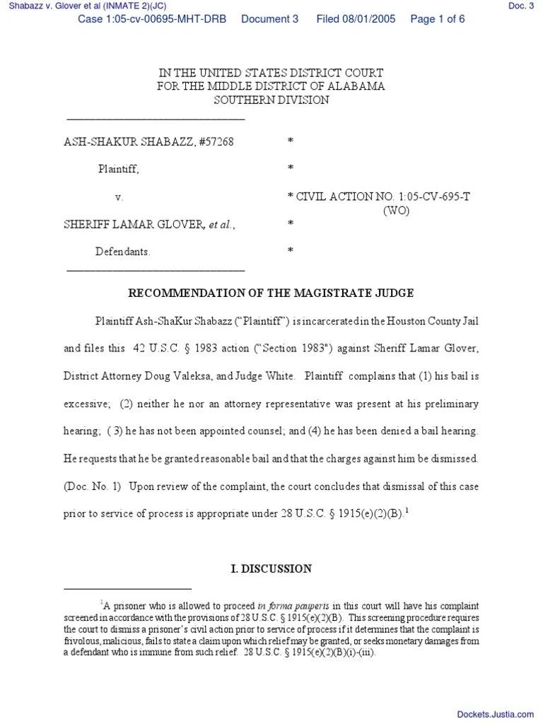 Shabazz v. Glover et al (INMATE 2)(JC) Document No. 3 State Court