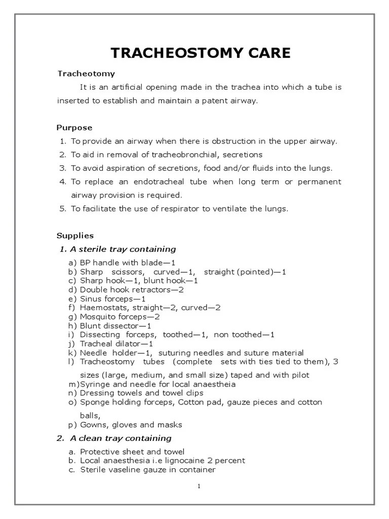 Tracheostomy Care Respiratory Tract Larynx
