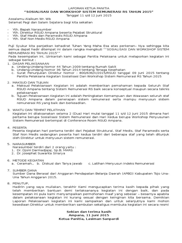 Contoh Laporan Pelaksanaan Kegiatan Pelatihan Seputar