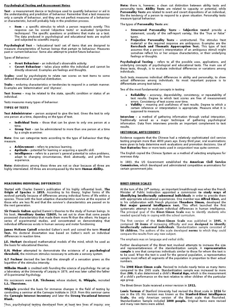 Psychological Testing and Assessment INTRO.docx Tests Test (Assessment)