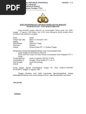 Ketua polis daerah rompin, dsp azli mohd noor turut menafikan ada menerima sebarang laporan orang hilang berkaitan kejadian tersebut. 17 Contoh Surat Laporan Orang Hilang Kumpulan Contoh Surat