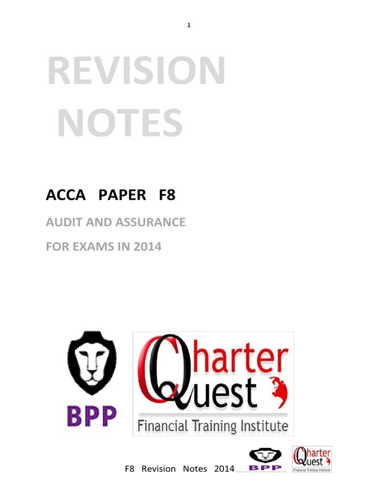 Acca f8 Revision Notes Corporations Accounting