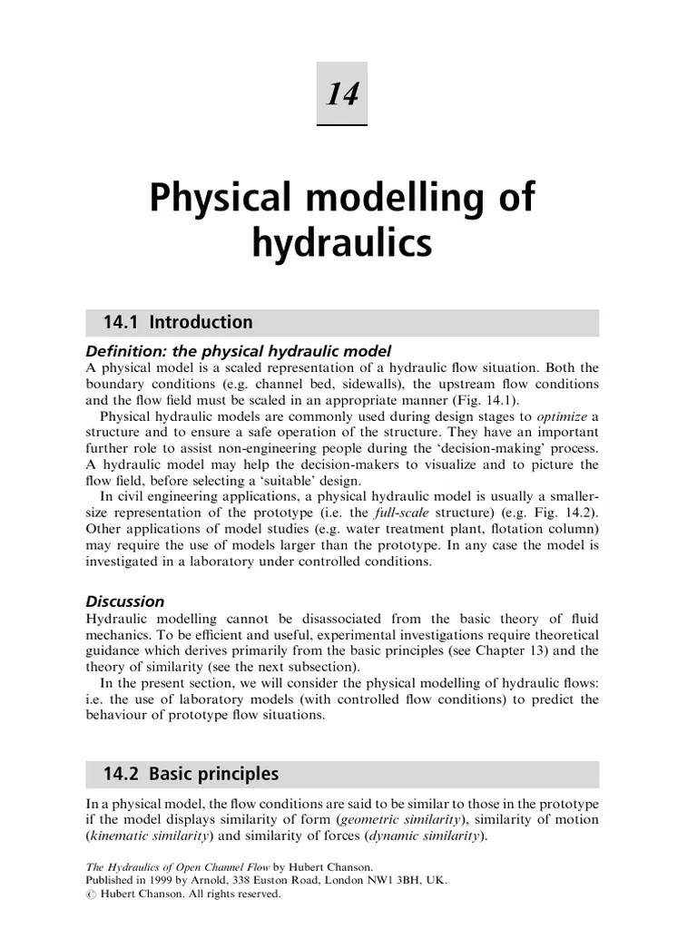 Physical modelling of hydraulics De®nition the physical hydraulic model