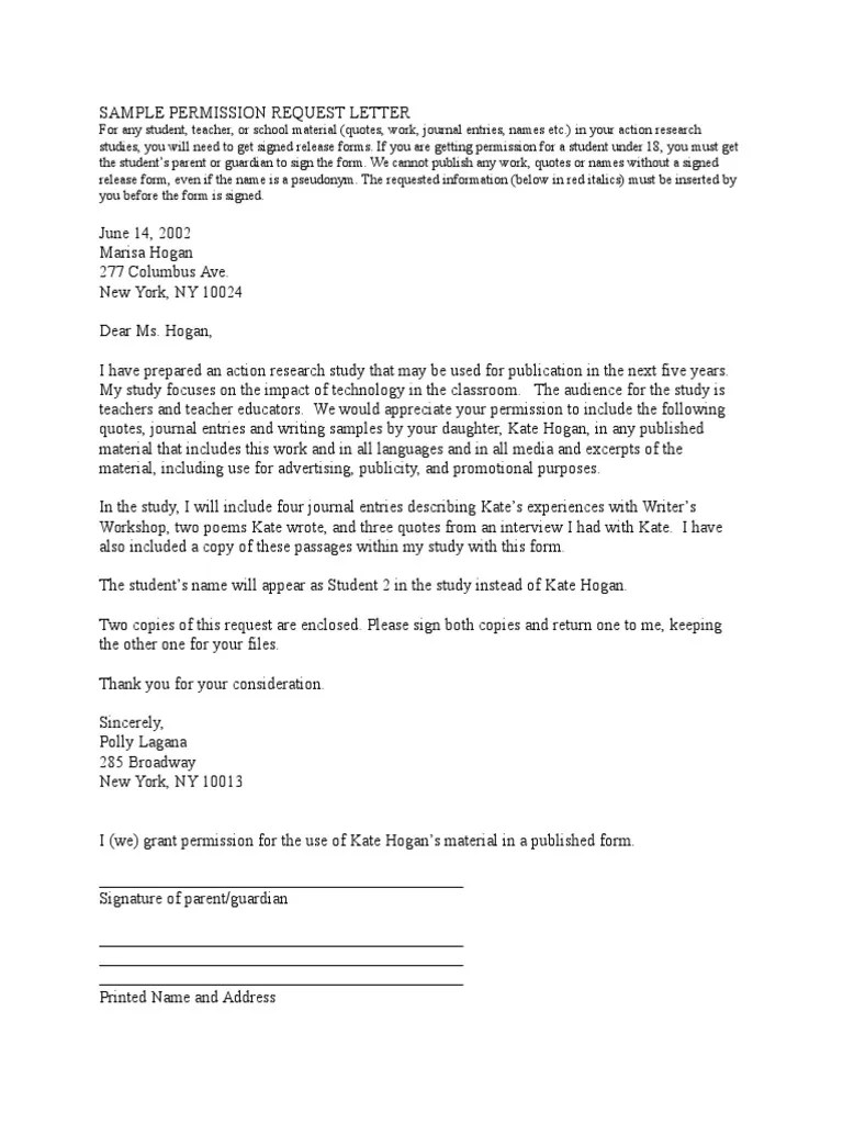 Sample Permission Request Letter PDF