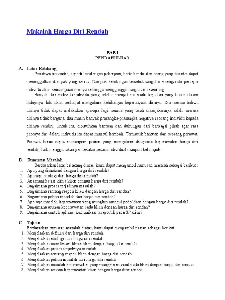 Makalah Harga Diri Rendah