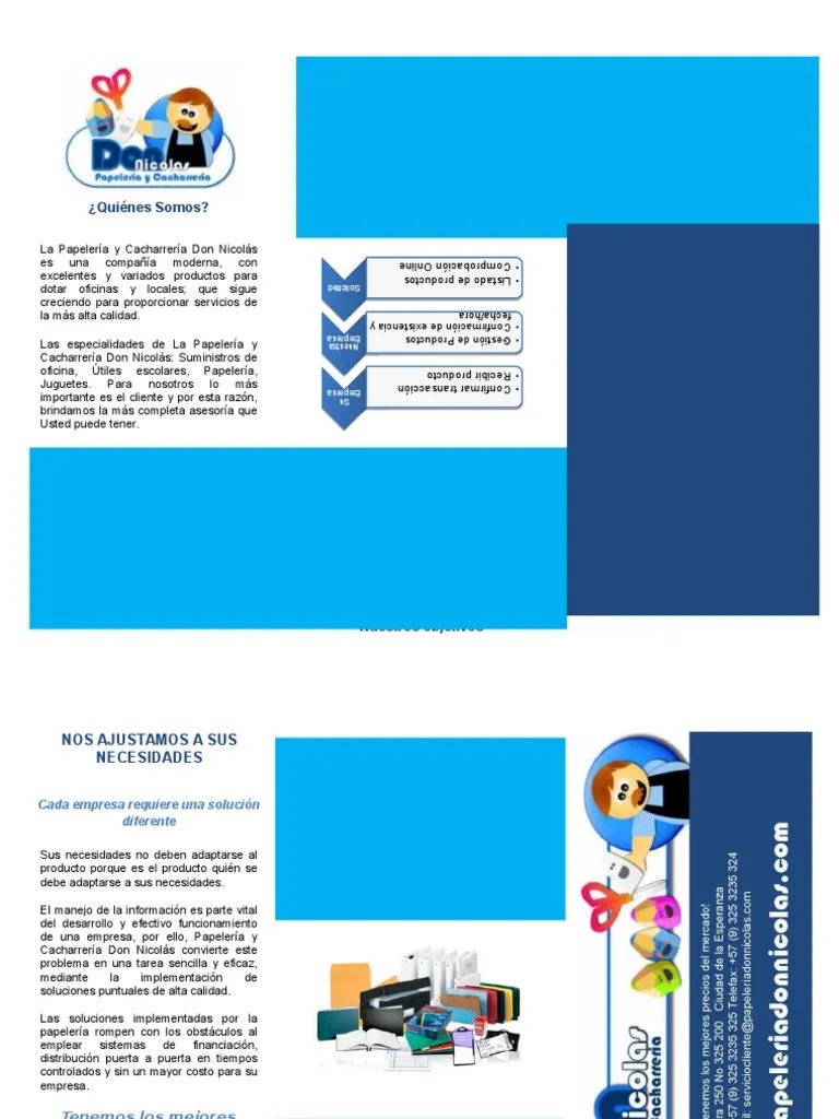 Folleto Empresa Calidad (Negocios) Distribución (Negocios)