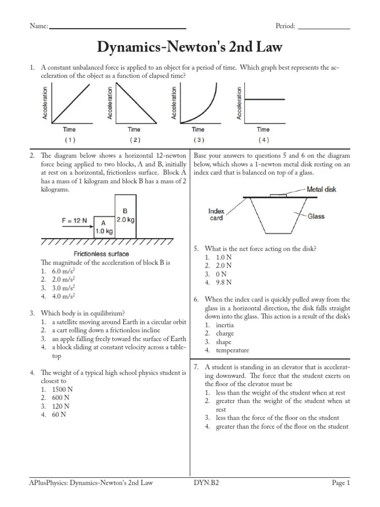 40 newton's second law of motion problems worksheet answers Worksheet