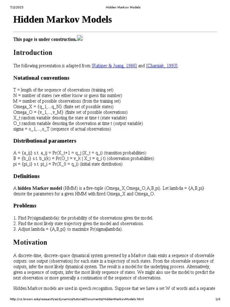 Hidden Markov Models PDF Markov Chain Bayesian Network
