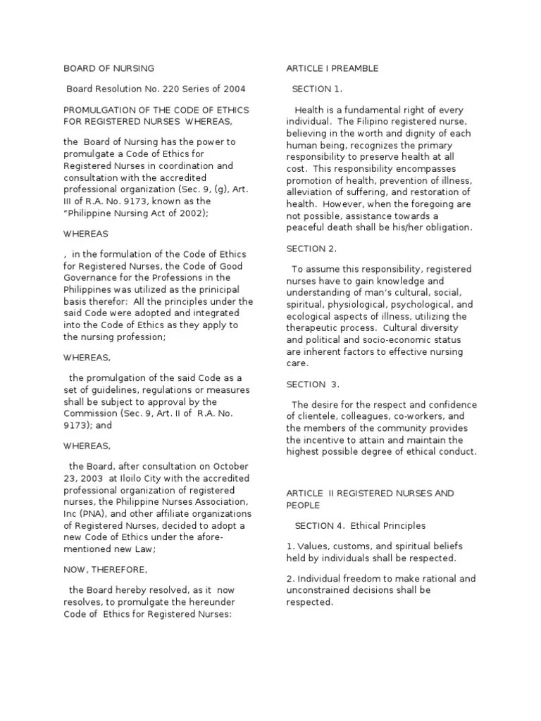 nursing code of ethics Nursing Value (Ethics)