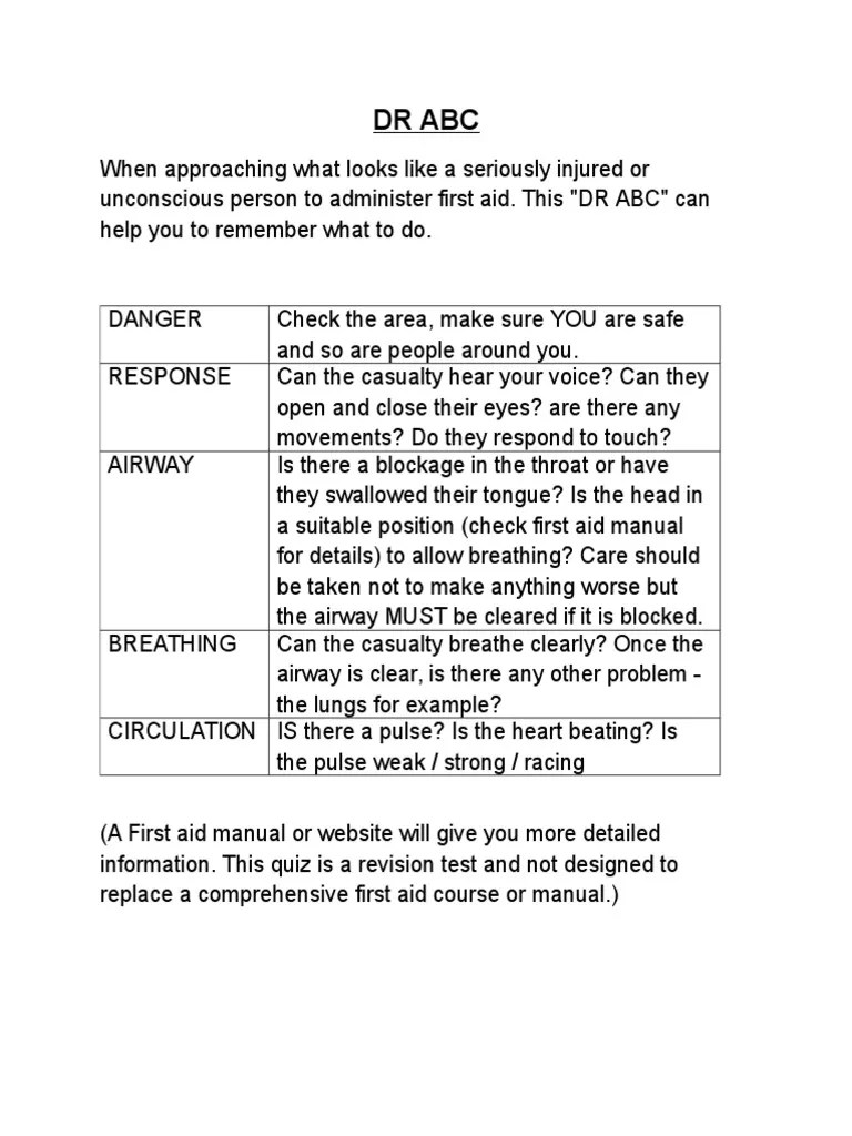 Dr Abc First Aid The O Guide