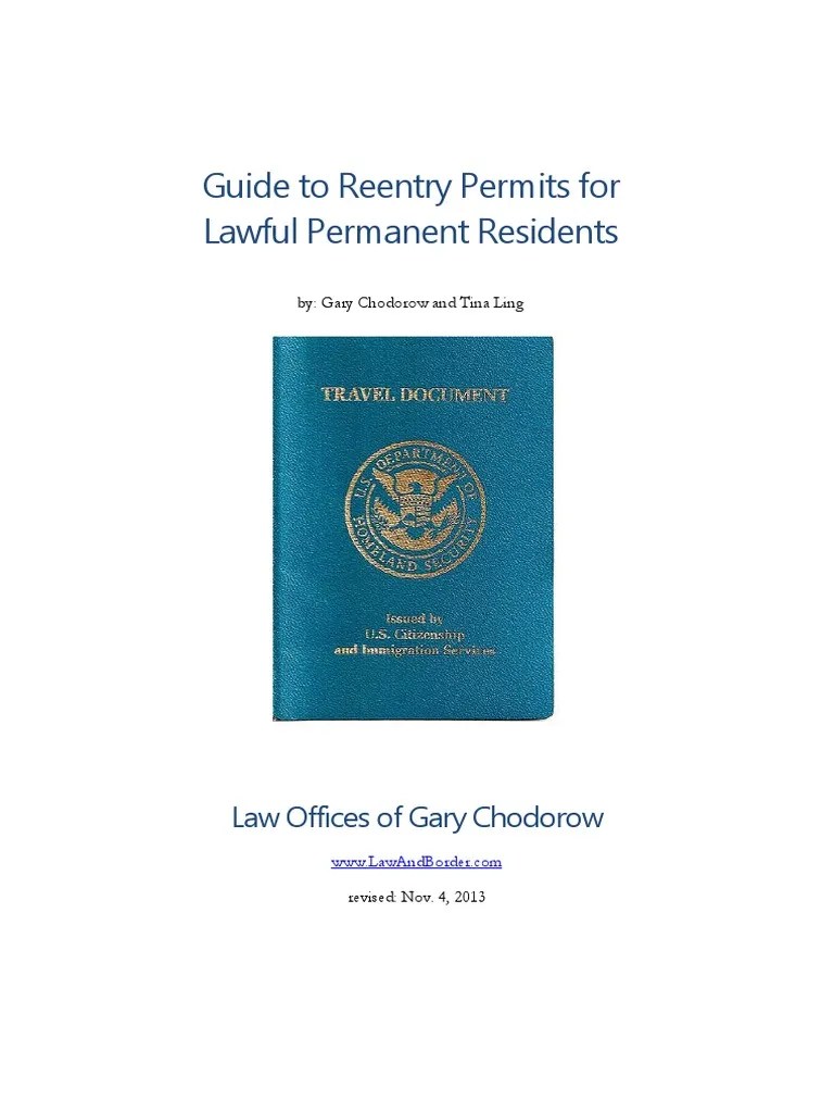 Guide to Reentry Permits Green Card Permanent Residence (United