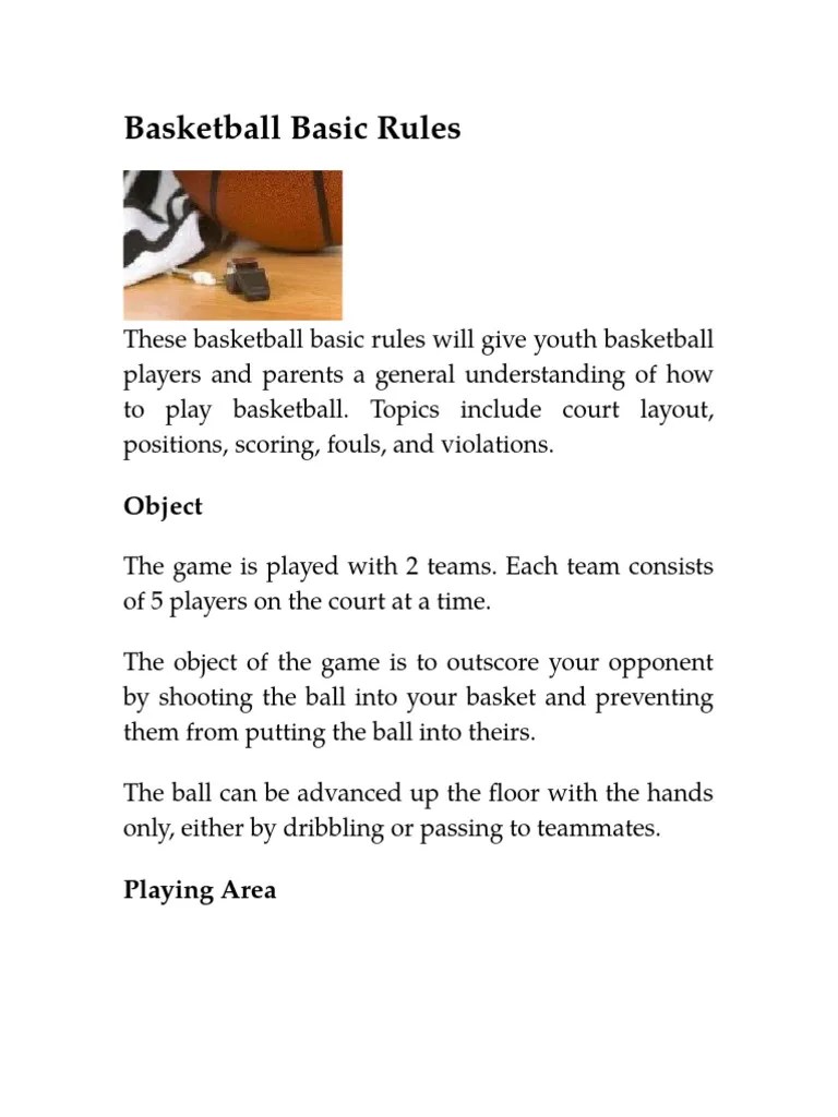Basketball Basic Rules Basketball Positions Leisure