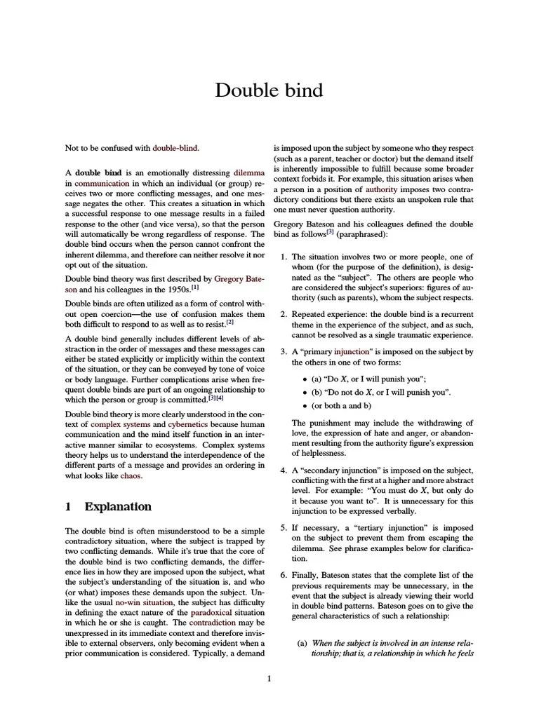 Double Bind Cognitive Science Psychology & Cognitive