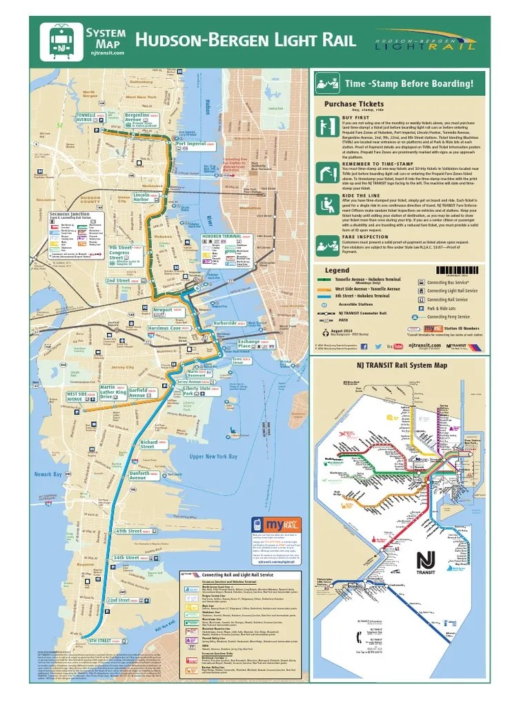 HudsonBergen Light Rail System Map New Jersey Nj Transit