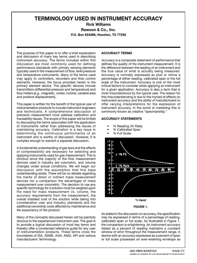 Terminology Used in Instrument Accuracy PDF Accuracy And Precision