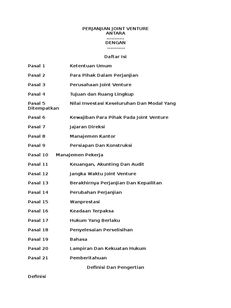 Perjanjian Joint Venture