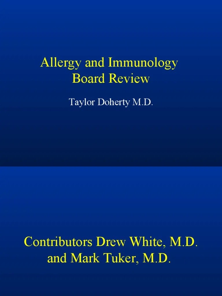 2010 Allergy and Immunology Board Review PDF Asthma Allergy