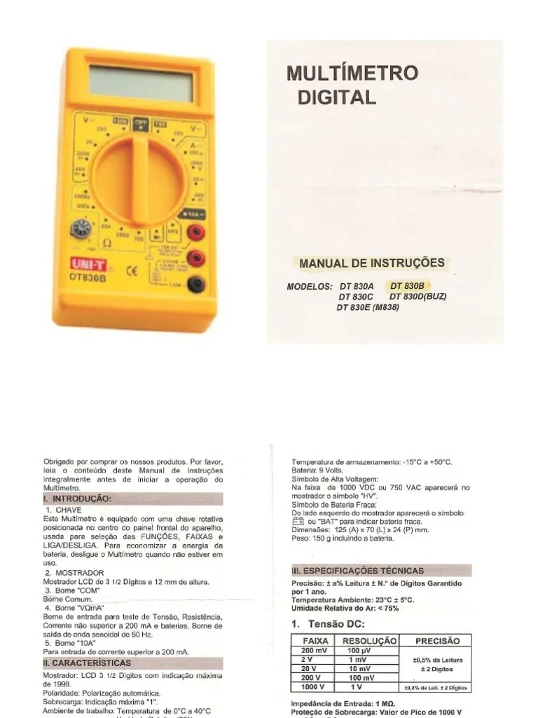 Manual do Multimetro DT830B