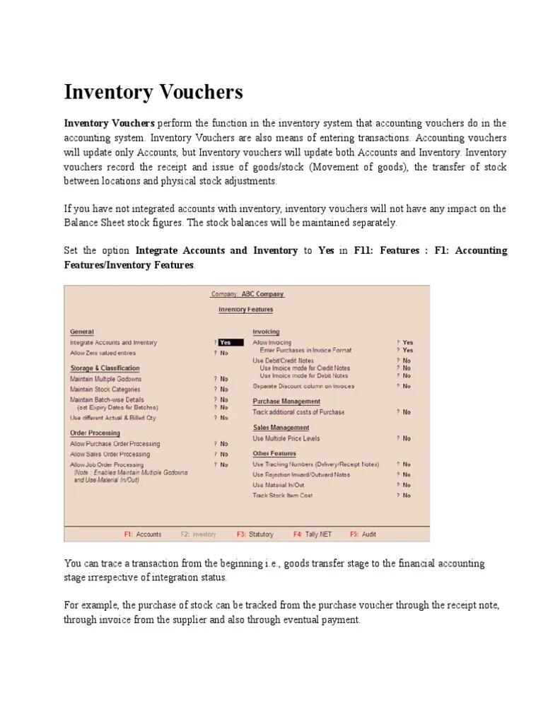 Inventory Vouchers Voucher Inventory