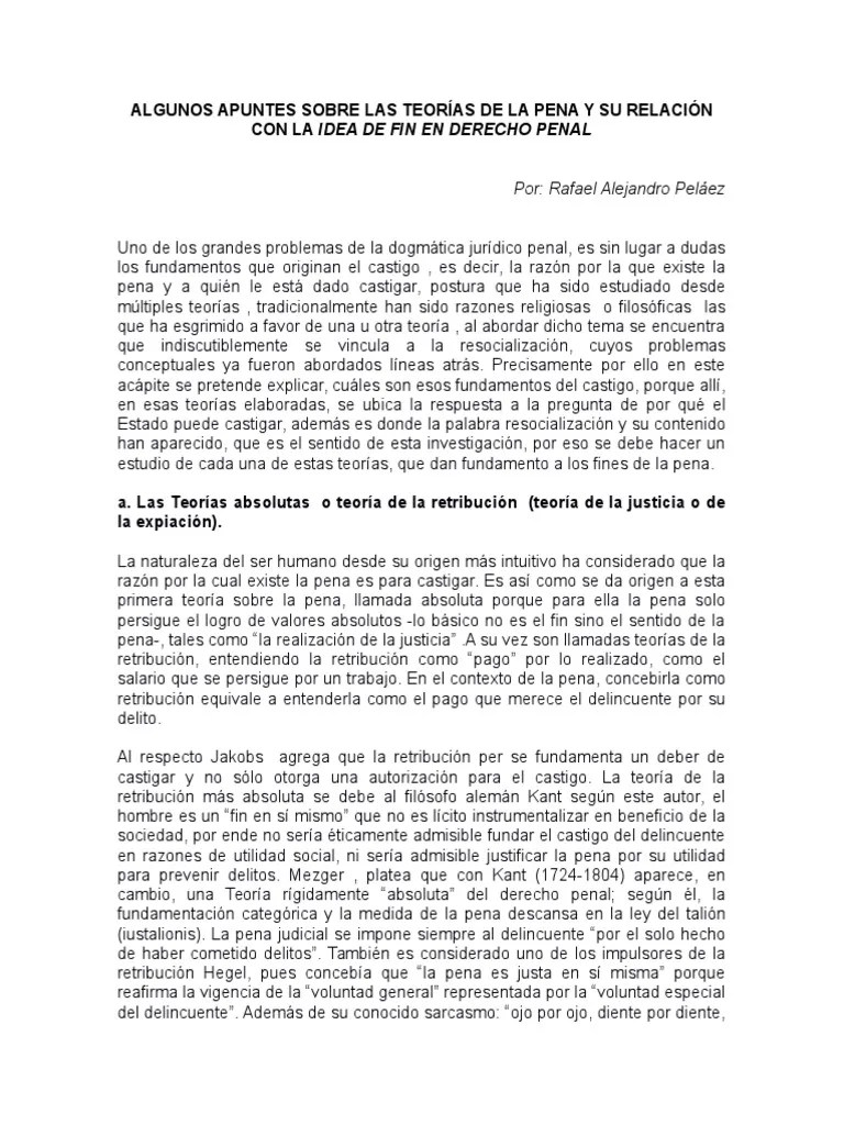 Algunos Apuntes Sobre La Idea de Fin en Derecho Penal y en Torno a La