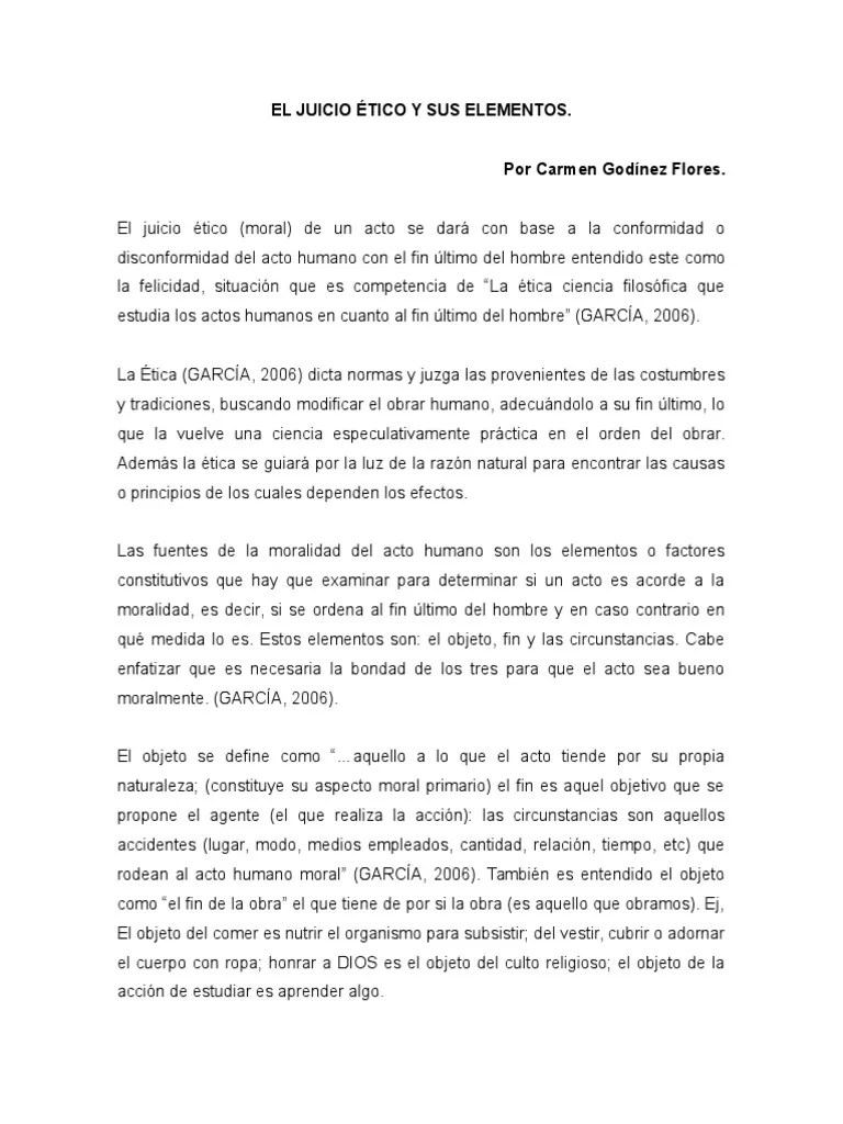 El Juicio Ético y Sus Elementos Moralidad Ciencia filosófica