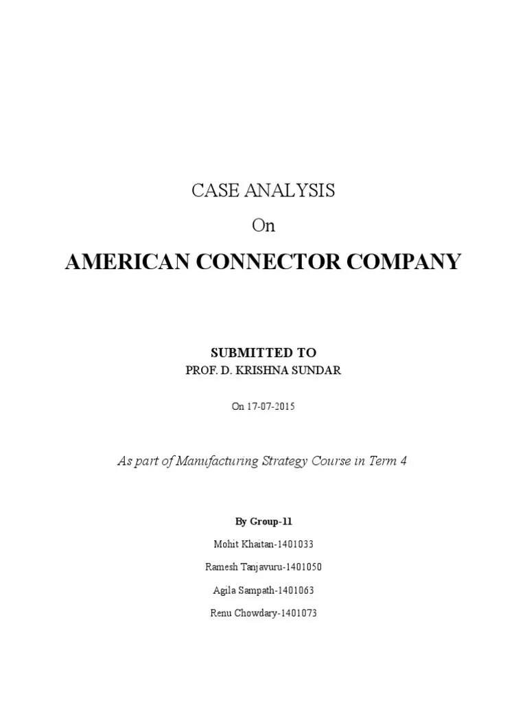 American Connector Company Case Analysis On PDF Inventory
