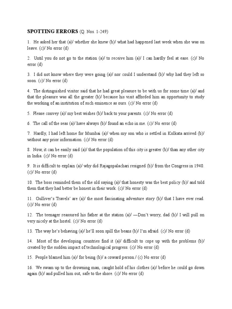 Spotting Errors PDF