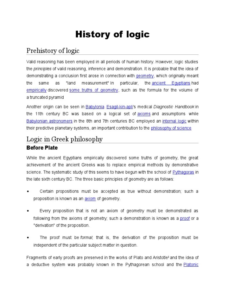History of Logic PDF Logic Axiom