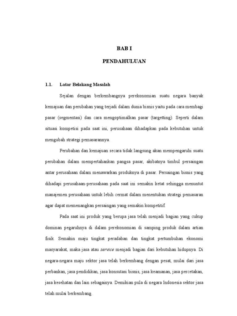 Bab I: Skripsi Manajemen Pemasaran | Pdf