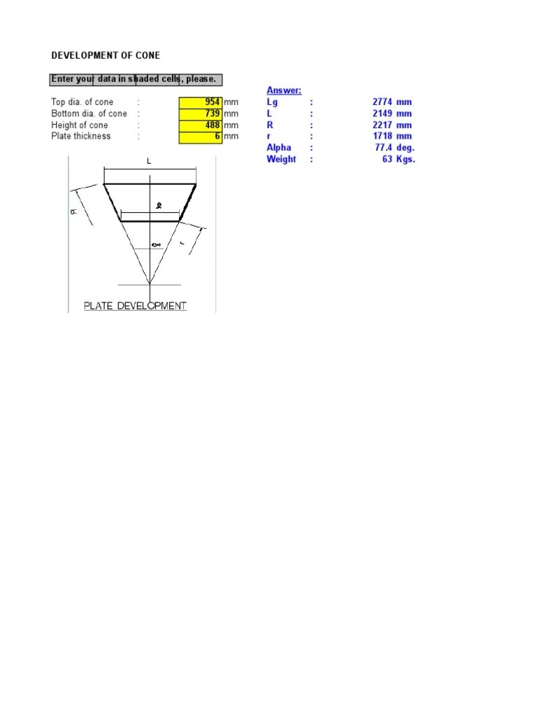 Cone Development Calculation PDF
